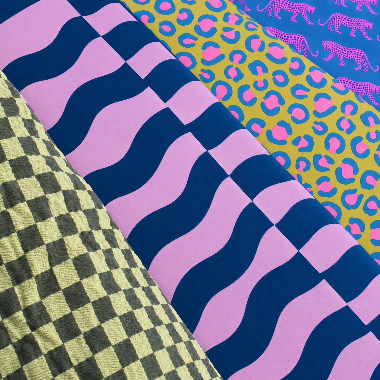 Pink Olive Green Leopard Print Cotton Fabric for Quilting and Clothes 145gsm