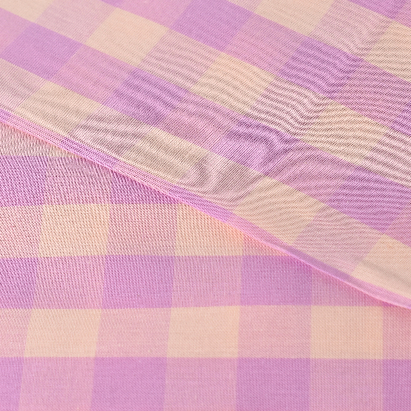 Lilac Pink Gingham Check 100% Cotton Fabric 115gsm