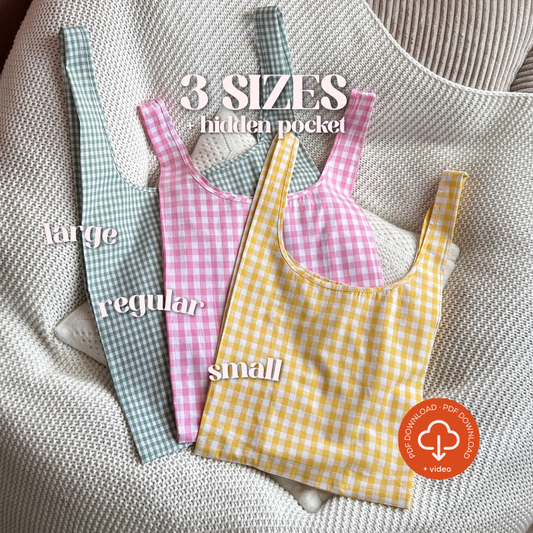 Reusable Shopper Bag PDF Sewing Pattern, 3 Sizes