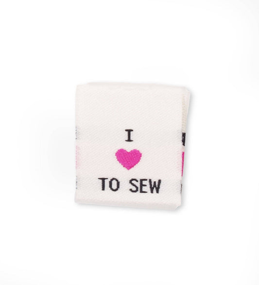 Woven Sewing Labels "I Love to Sew", Pack of 4