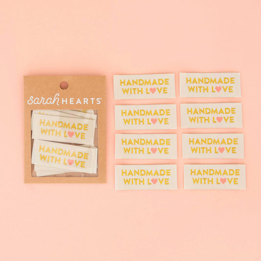 Handmade with Love Gold Sewing Woven Labels Tags