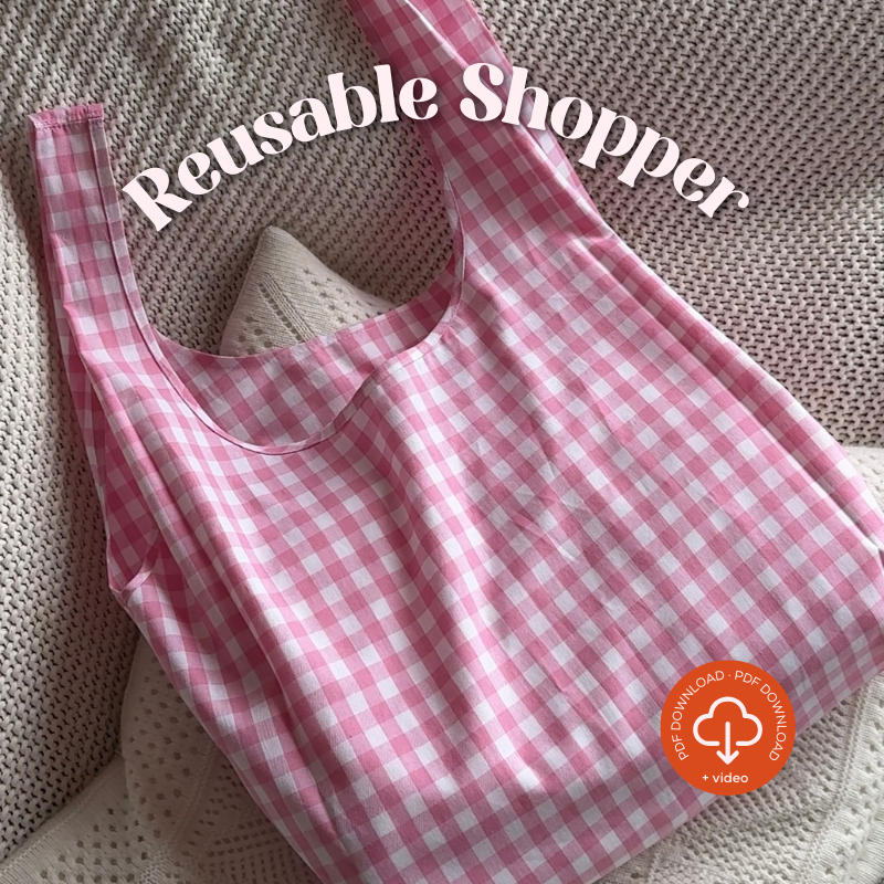Reusable Shopper Bag PDF Sewing Pattern, 3 Sizes