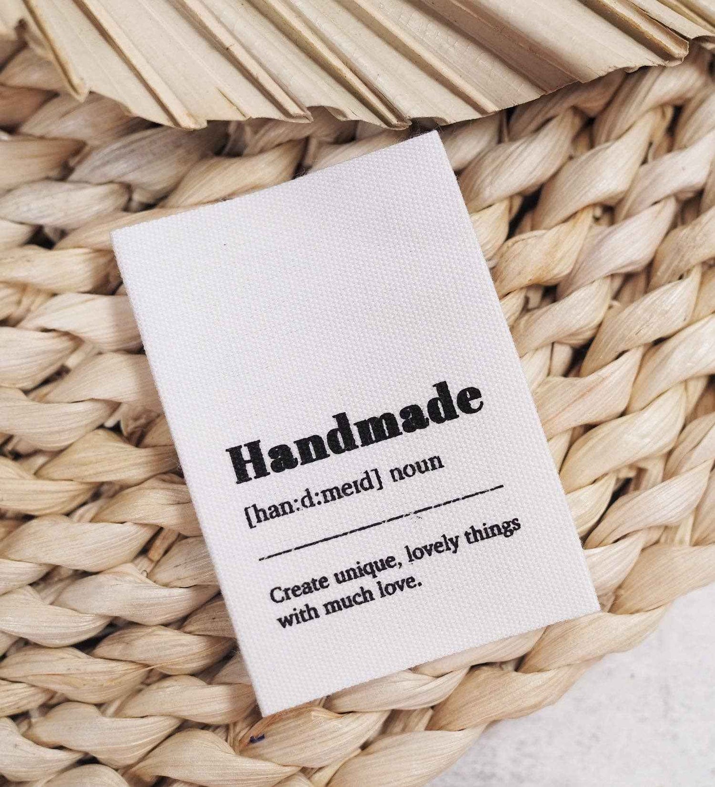 Katoenen Naailabels "Handmade, Create Unique Lovely Things", Set van 4