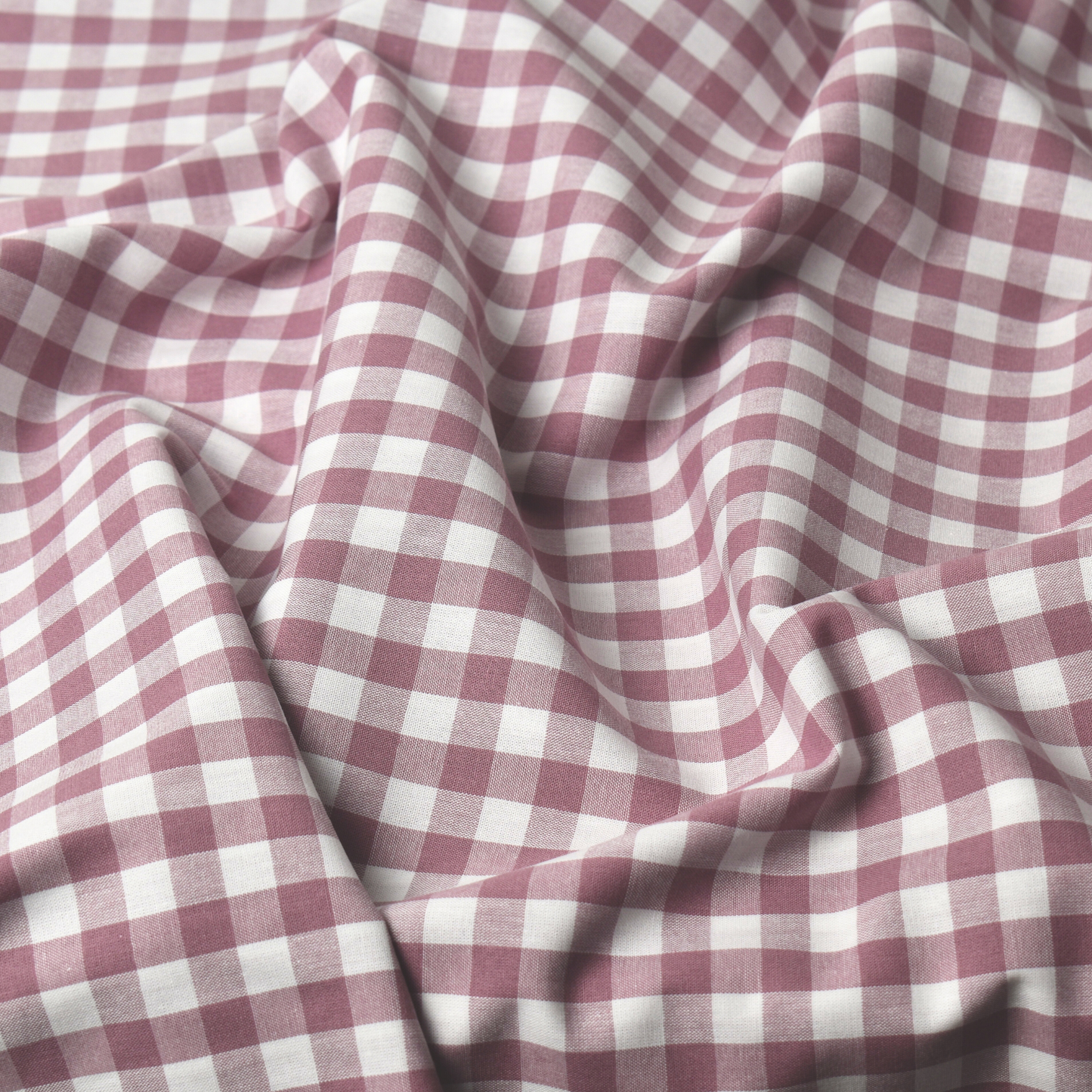 Dusty Rose Gingham Check 100% Cotton Poplin Fabric – 110gsm