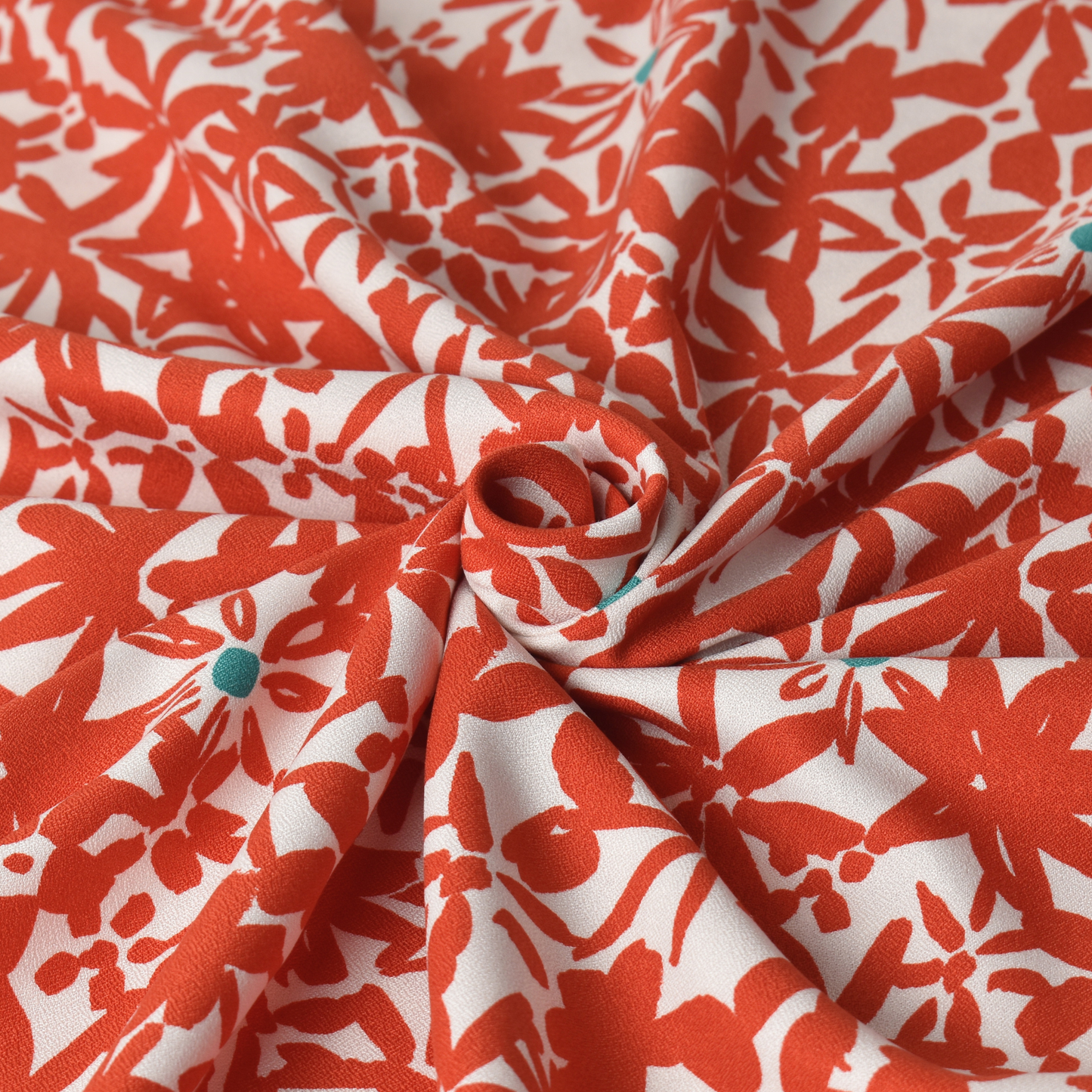 Pompoen Oranje Bloemen Crepe Stof 100% ECOVERO Viscose 170 g/m²
