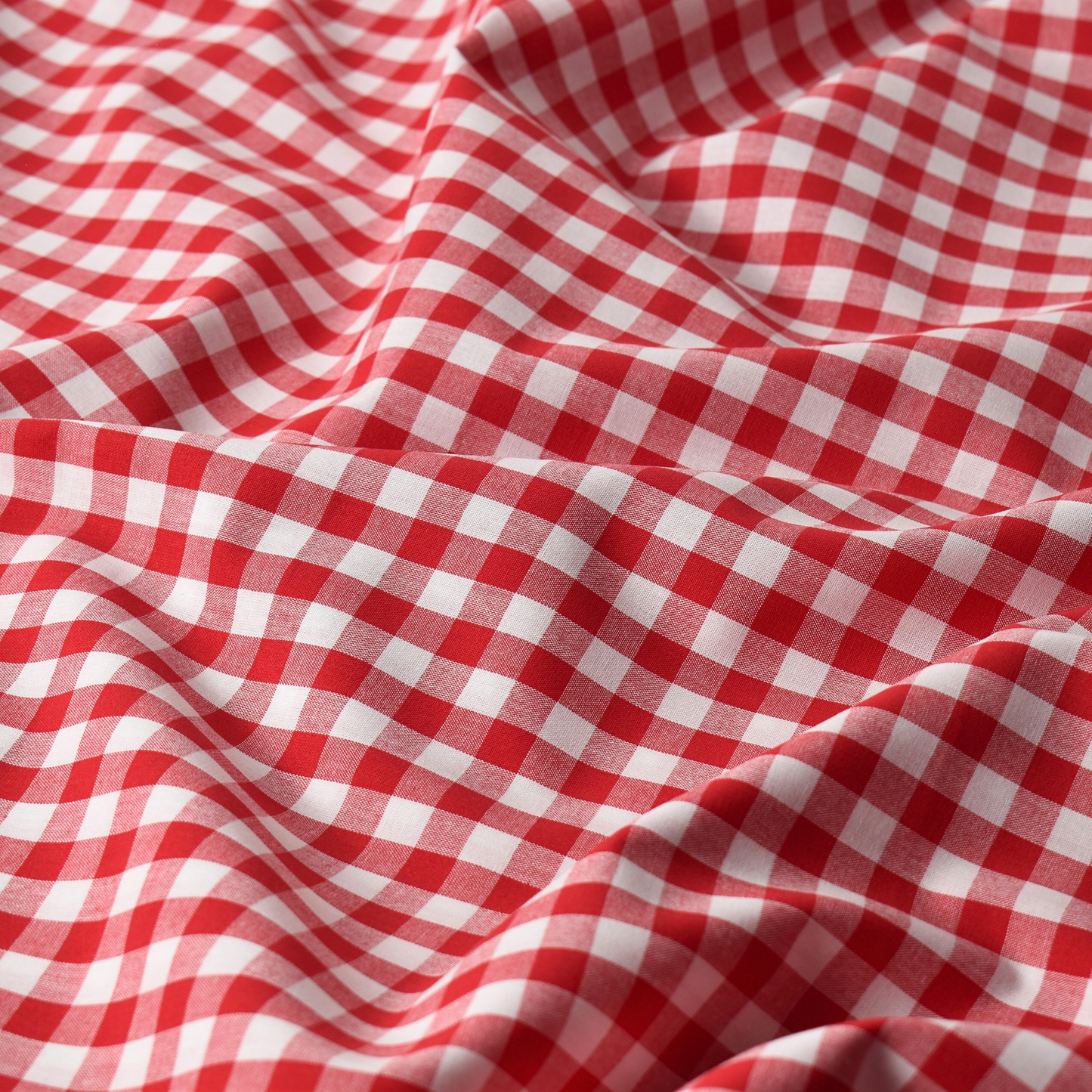 Red Gingham Check 100% Cotton Poplin Fabric 110gsm