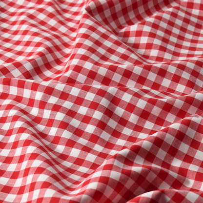 Red Gingham Check 100% Cotton Poplin Fabric 110gsm