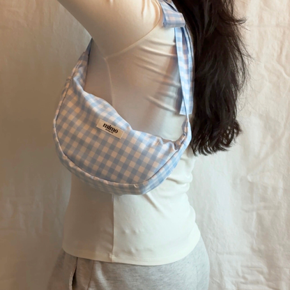 Baby Blue Gingham Check 100% Cotton Poplin Fabric – 110gsm