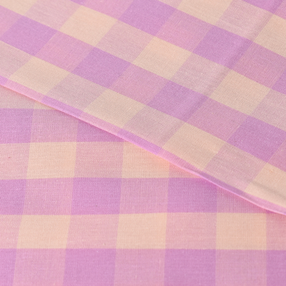 Lilac Pink Gingham Check 100% Cotton Fabric 115gsm