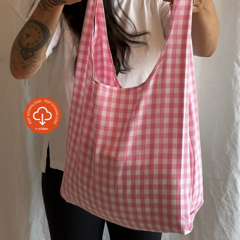 Reusable Shopper Bag PDF Sewing Pattern, 3 Sizes