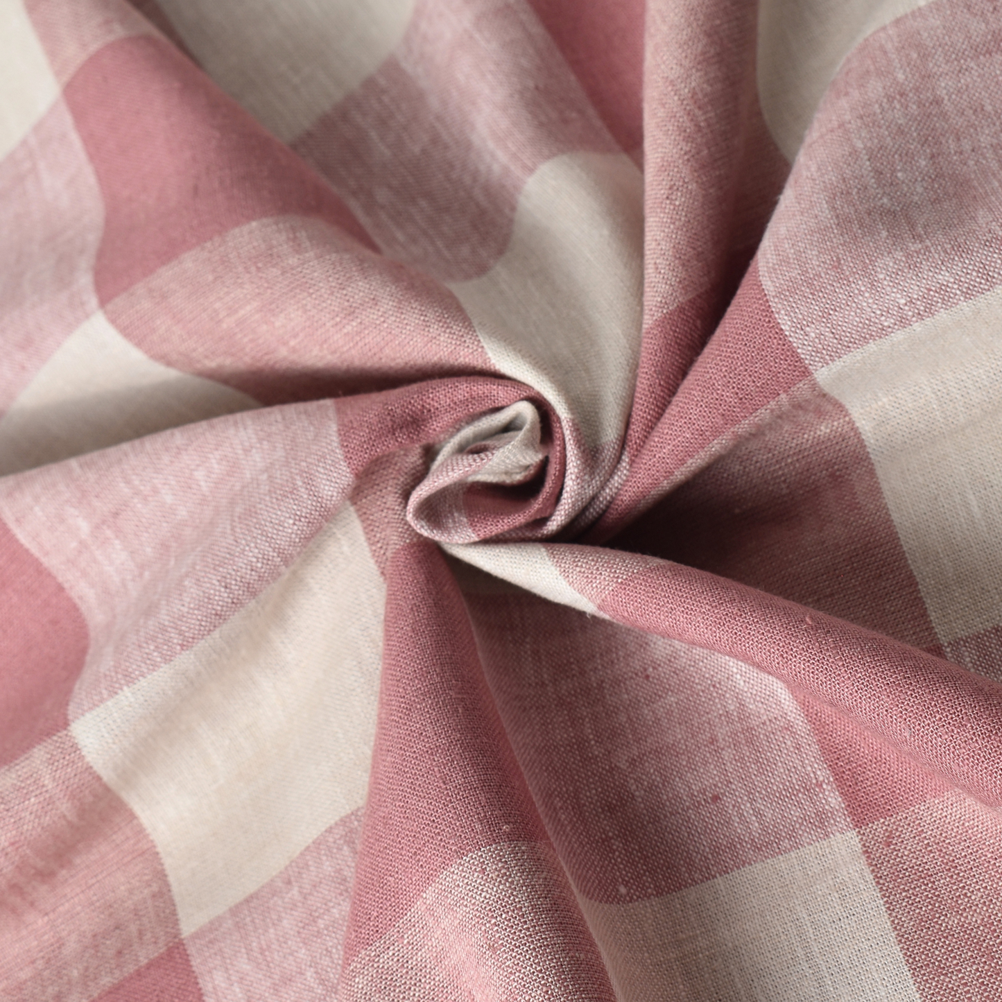 Dusty Rose Large Gingham Check Linen Viscose Fabric – 145gsm