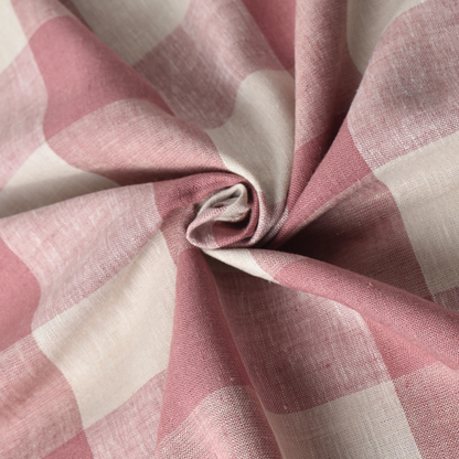 Dusty Rose Large Gingham Check Linen Viscose Fabric – 145gsm