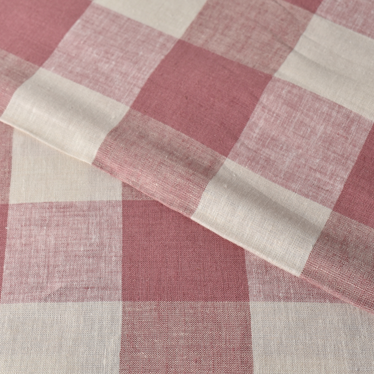 Dusty Rose Large Gingham Check Linen Viscose Fabric – 145gsm