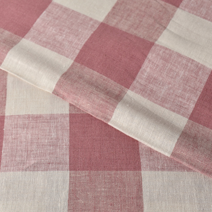 Dusty Rose Large Gingham Check Linen Viscose Fabric – 145gsm