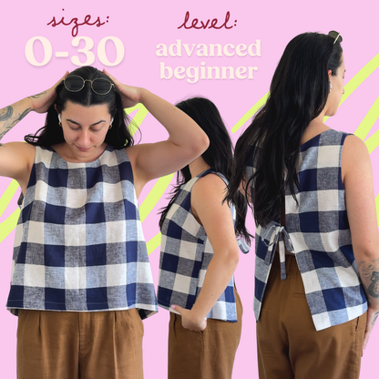 Anna Maria Tie-Back Tank Digital Sewing Pattern – Tank Top PDF Pattern