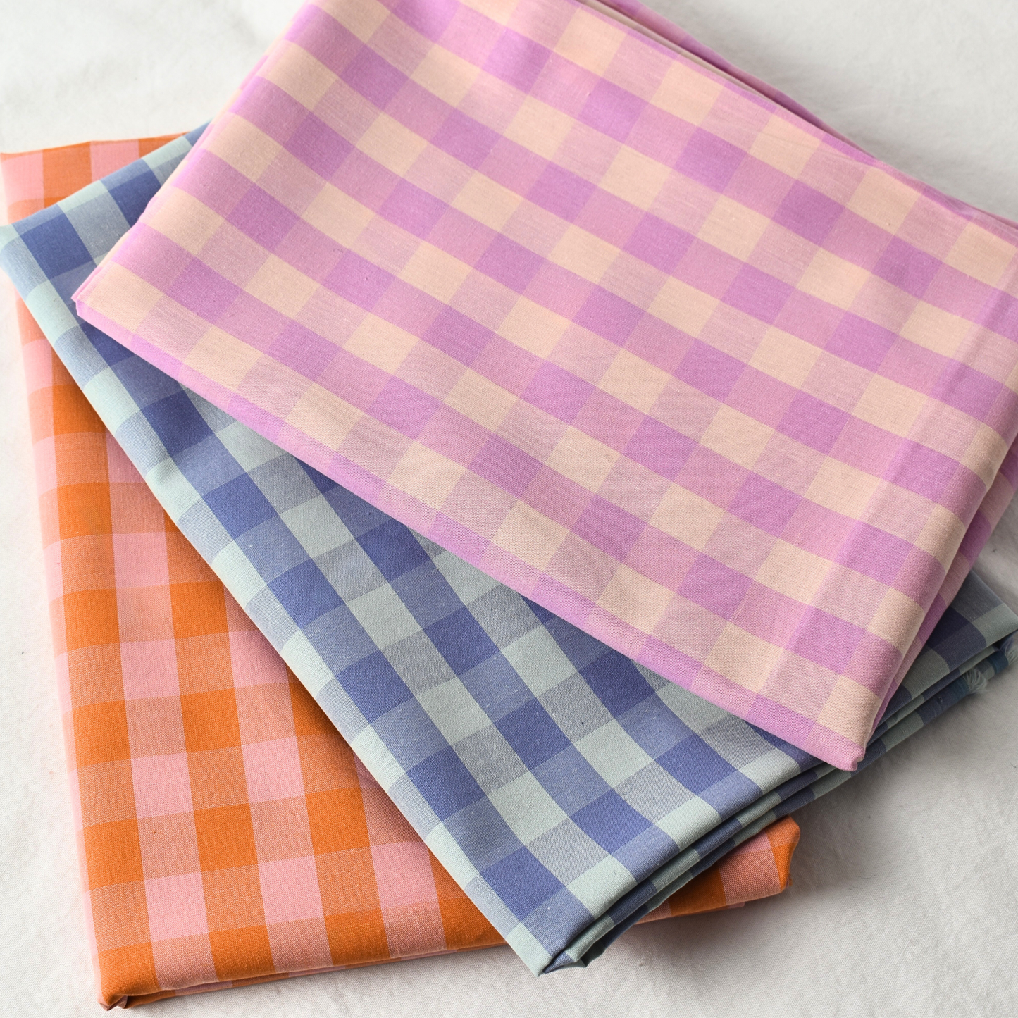 Lilac Pink Gingham Check 100% Cotton Fabric 115gsm