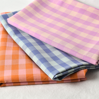 Lilac Pink Gingham Check 100% Cotton Fabric 115gsm