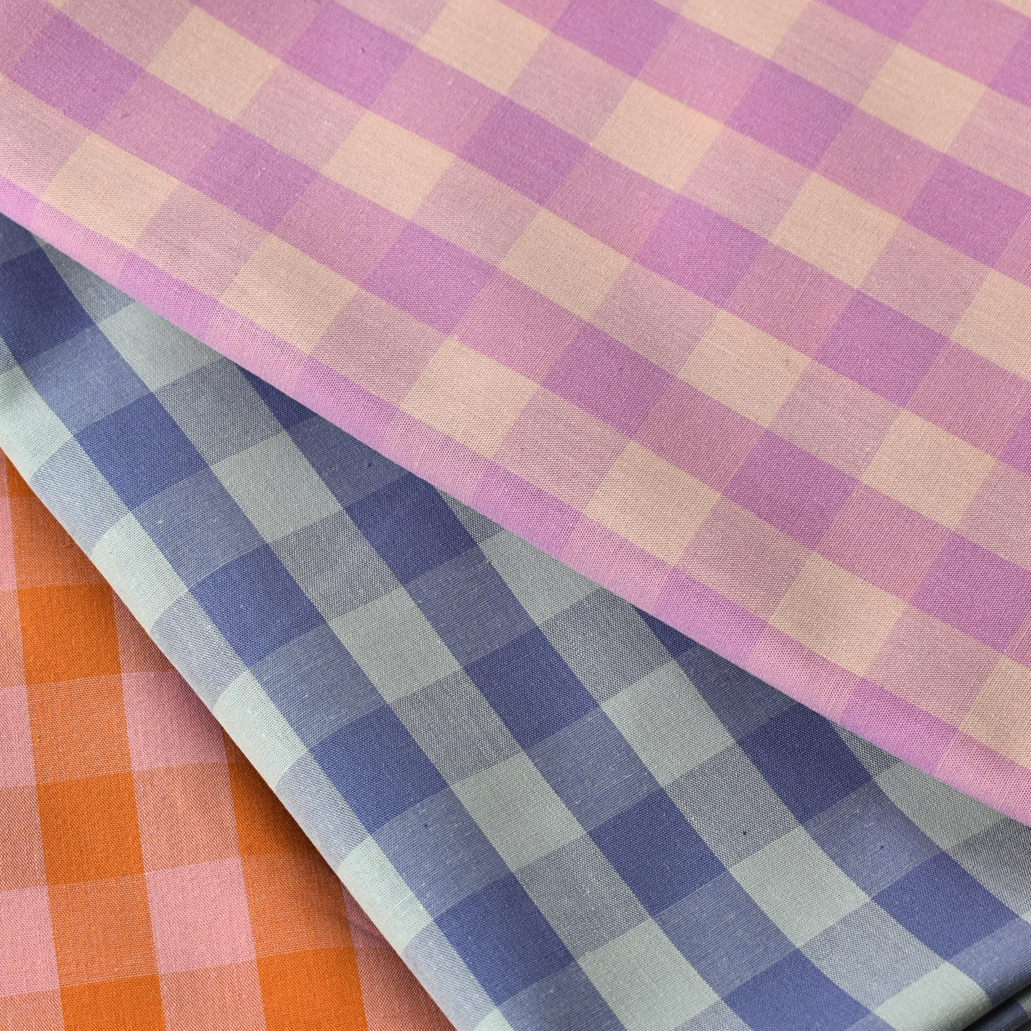 Lilac Pink Gingham Check 100% Cotton Fabric 115gsm