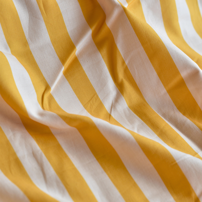 Geel Beige Gestreepte Katoen Poplin Stof voor Kleding en Naaiprojecten 100 g/m²