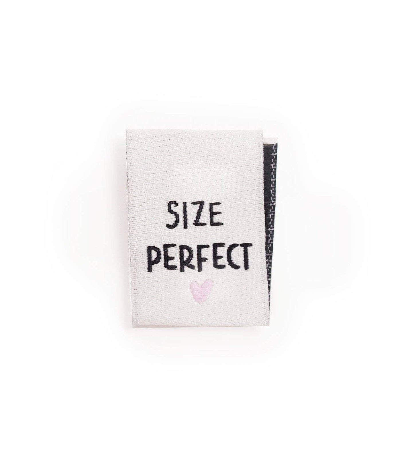 Naailabels "Size Perfect" – Geweven Labels voor Kleding, Set van 4