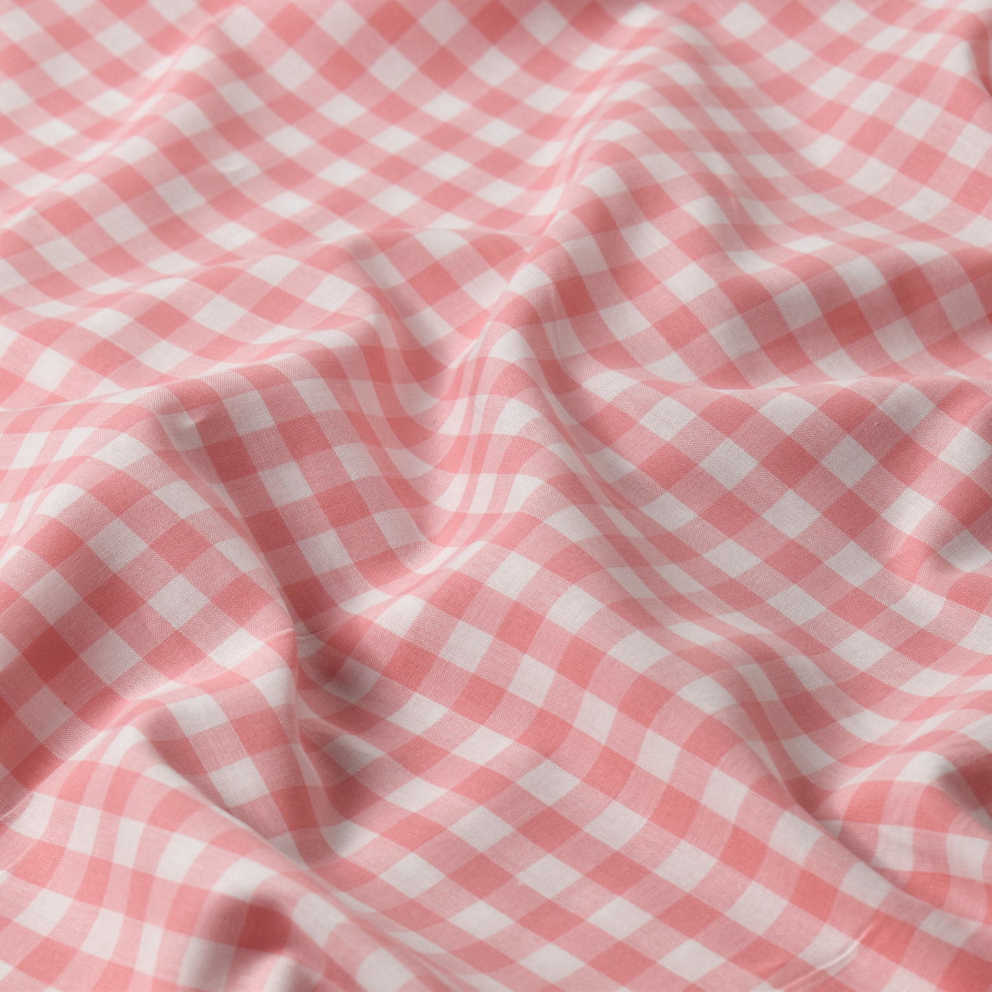 Blush Pink Gingham Check 100% Cotton Poplin Fabric – 110gsm