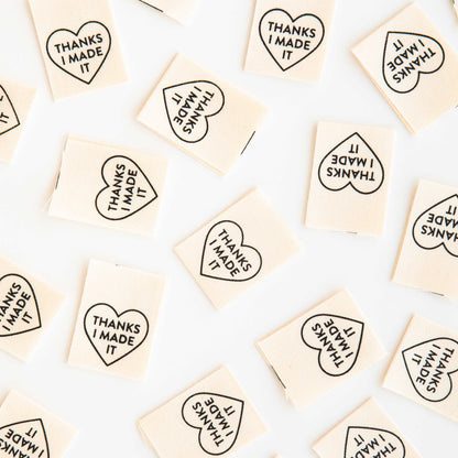 Thanks I Made It Heart Organic Cotton - Sewing Quilt and Garment  Labels