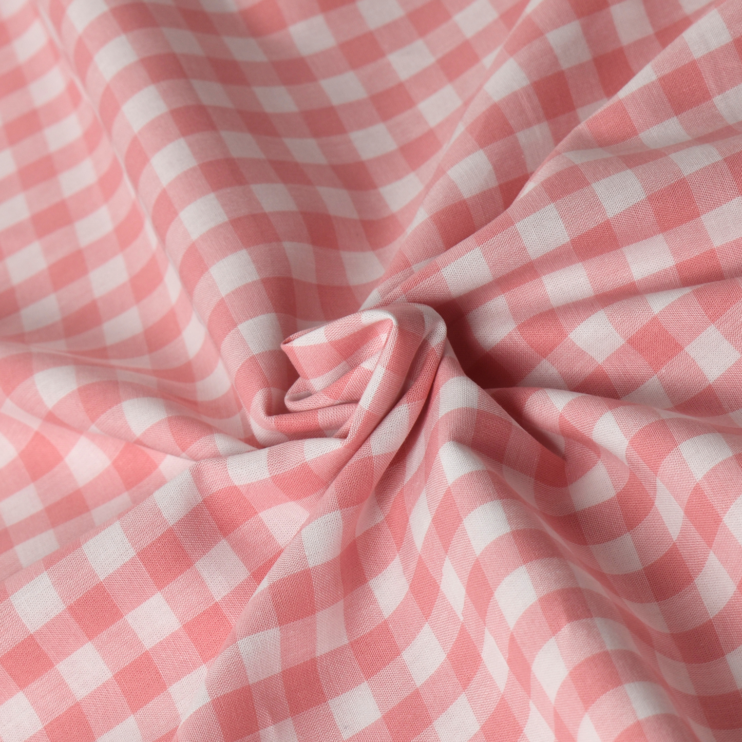 Blush Pink Gingham Check 100% Cotton Poplin Fabric – 110gsm