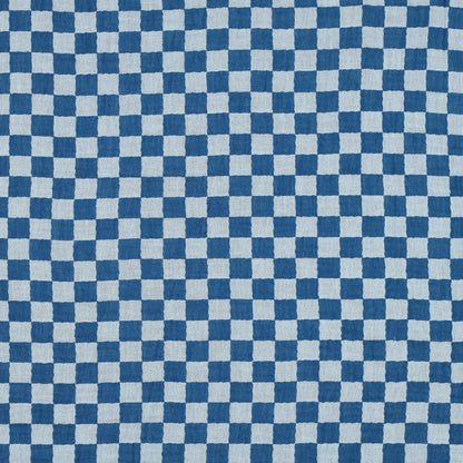 Blue Double Gauze Check Fabric 100% Cotton 120gsm