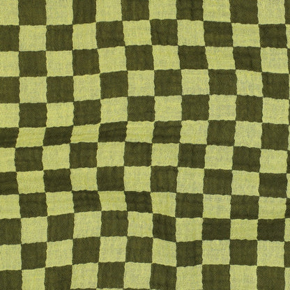 Green Double Gauze Check Fabric 100% Cotton 120gsm