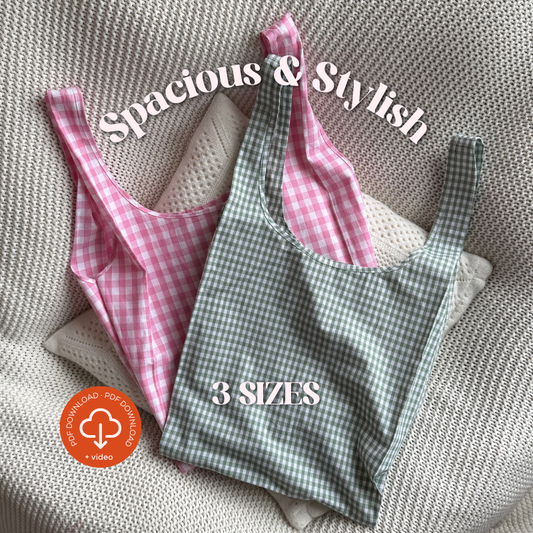 Reusable Shopper Bag PDF Sewing Pattern, 3 Sizes
