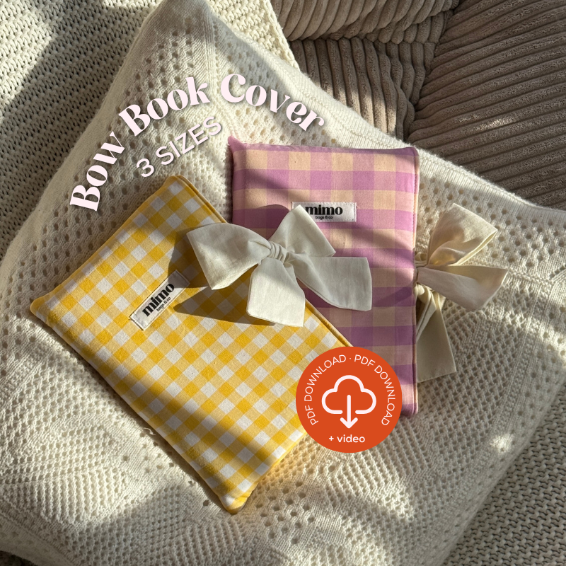 Bow Book Cover PDF Sewing Pattern 📚 3 Sizes