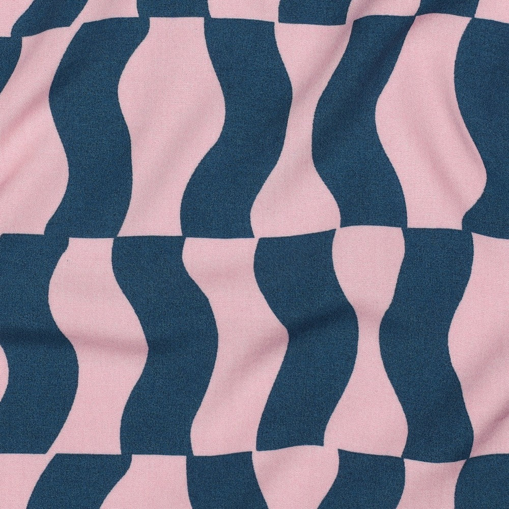 Pink Blue Graphic Geometric ECOVERO™ Viscose Fabric 115gsm