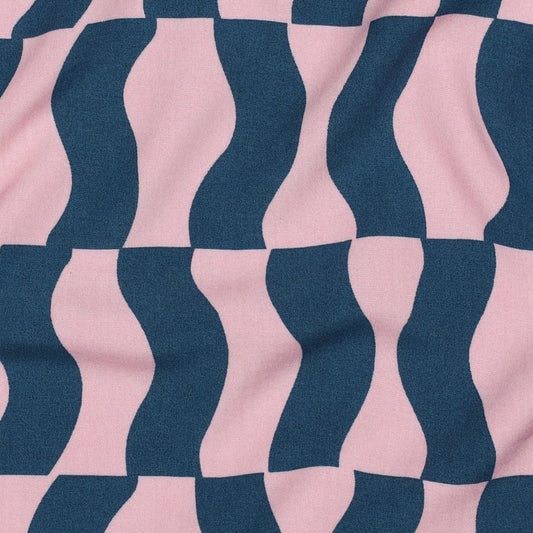 Pink Blue Graphic Geometric ECOVERO™ Viscose Fabric 115gsm
