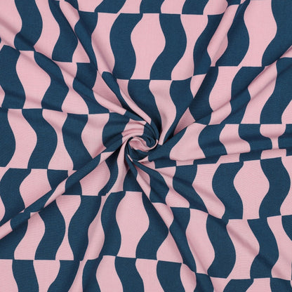 Pink Blue Graphic Geometric ECOVERO™ Viscose Fabric 115gsm