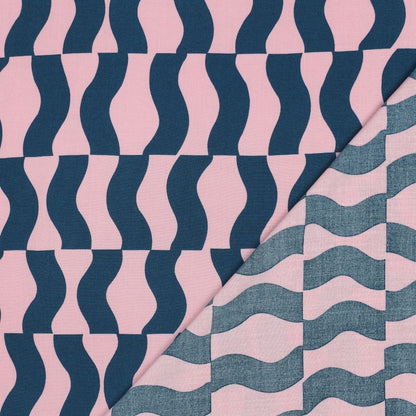 Pink Blue Graphic Geometric ECOVERO™ Viscose Fabric 115gsm