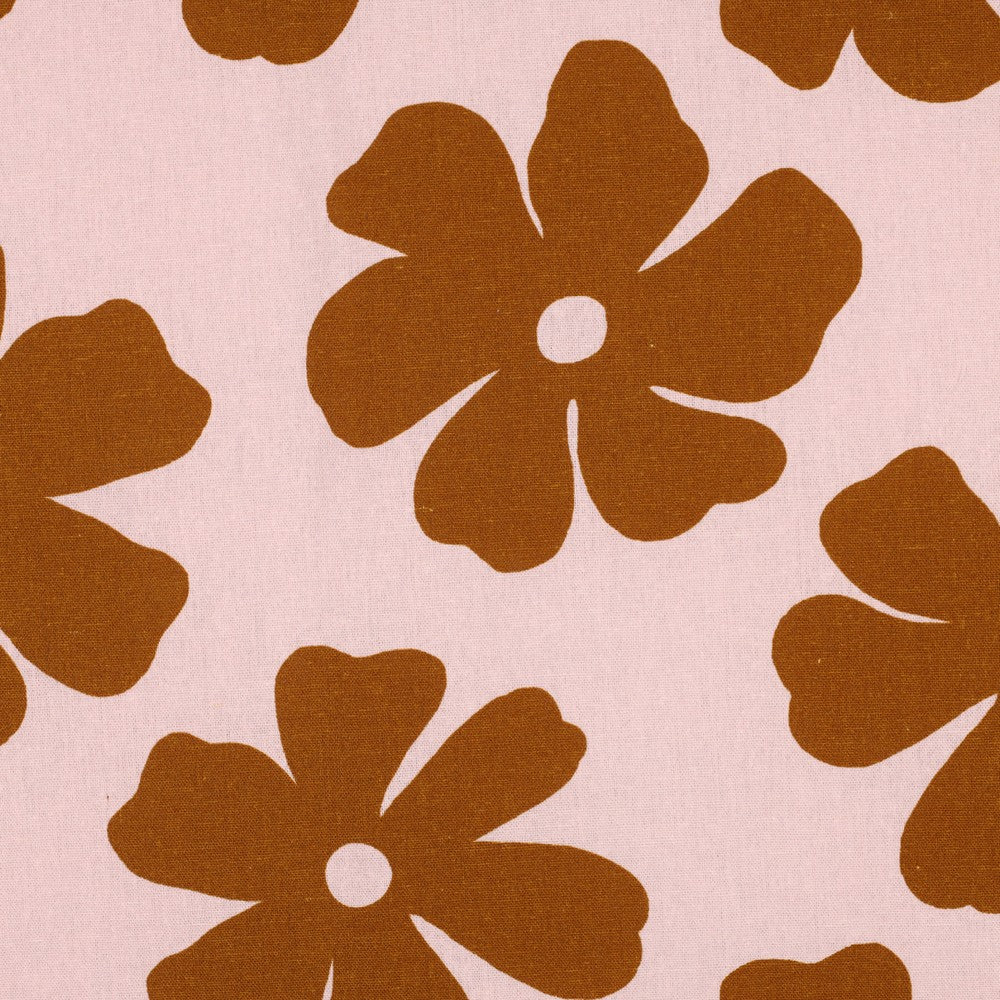 Light Pink Floral Linen Viscose Fabric 185gsm
