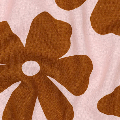 Light Pink Floral Linen Viscose Fabric 185gsm