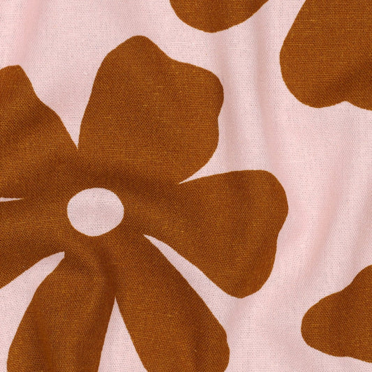 Light Pink Floral Linen Viscose Fabric 185gsm