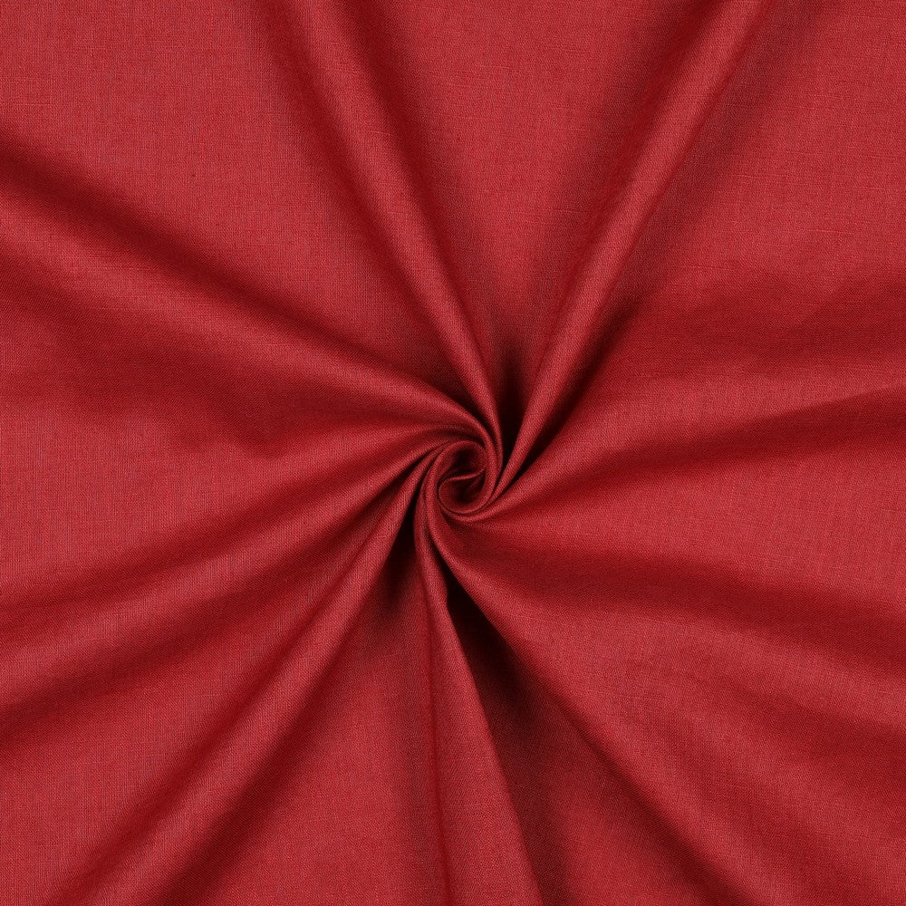 Red Washed Linen Cotton Fabric 170gsm