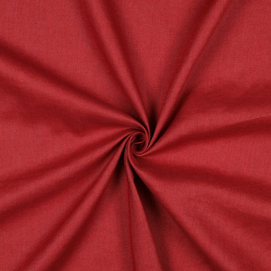 Red Washed Linen Cotton Fabric 170gsm