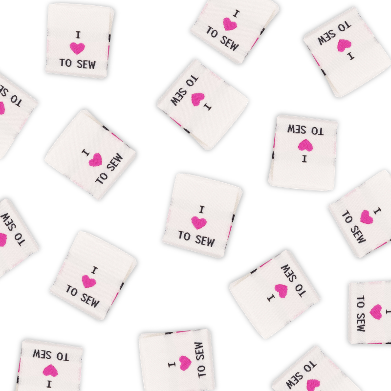 Naailabels "I Love to Sew" – Geweven Labels voor Kleding, Set van 4