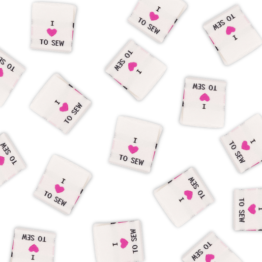 Woven Sewing Labels "I Love to Sew", Pack of 4
