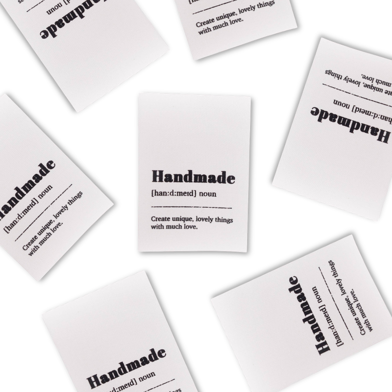 Katoenen Naailabels "Handmade, Create Unique Lovely Things", Set van 4