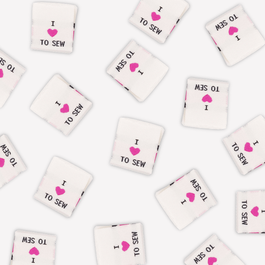 Woven Sewing Labels "I Love to Sew", Pack of 4