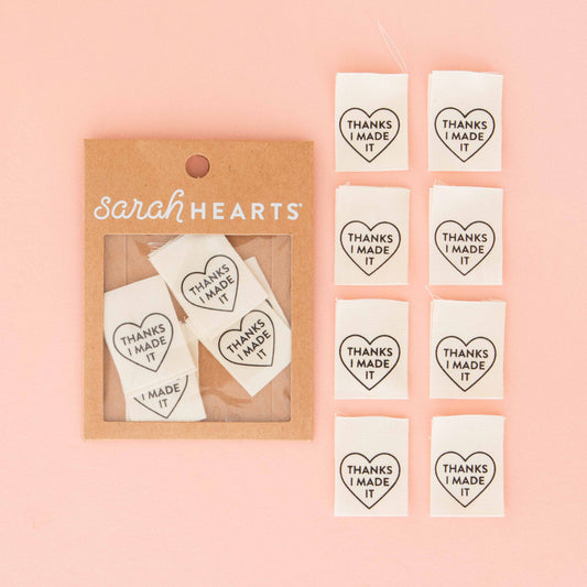 Thanks I Made It Heart Organic Cotton - Sewing Quilt and Garment  Labels