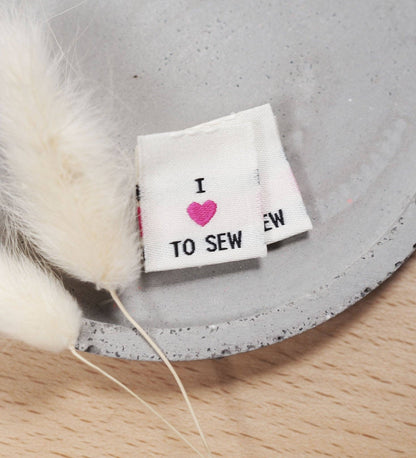 Naailabels "I Love to Sew" – Geweven Labels voor Kleding, Set van 4