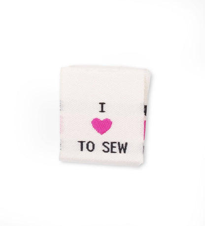 Naailabels "I Love to Sew" – Geweven Labels voor Kleding, Set van 4