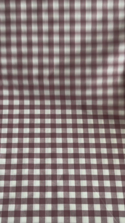 Blush Pink Gingham Check 100% Cotton Poplin Fabric – 110gsm
