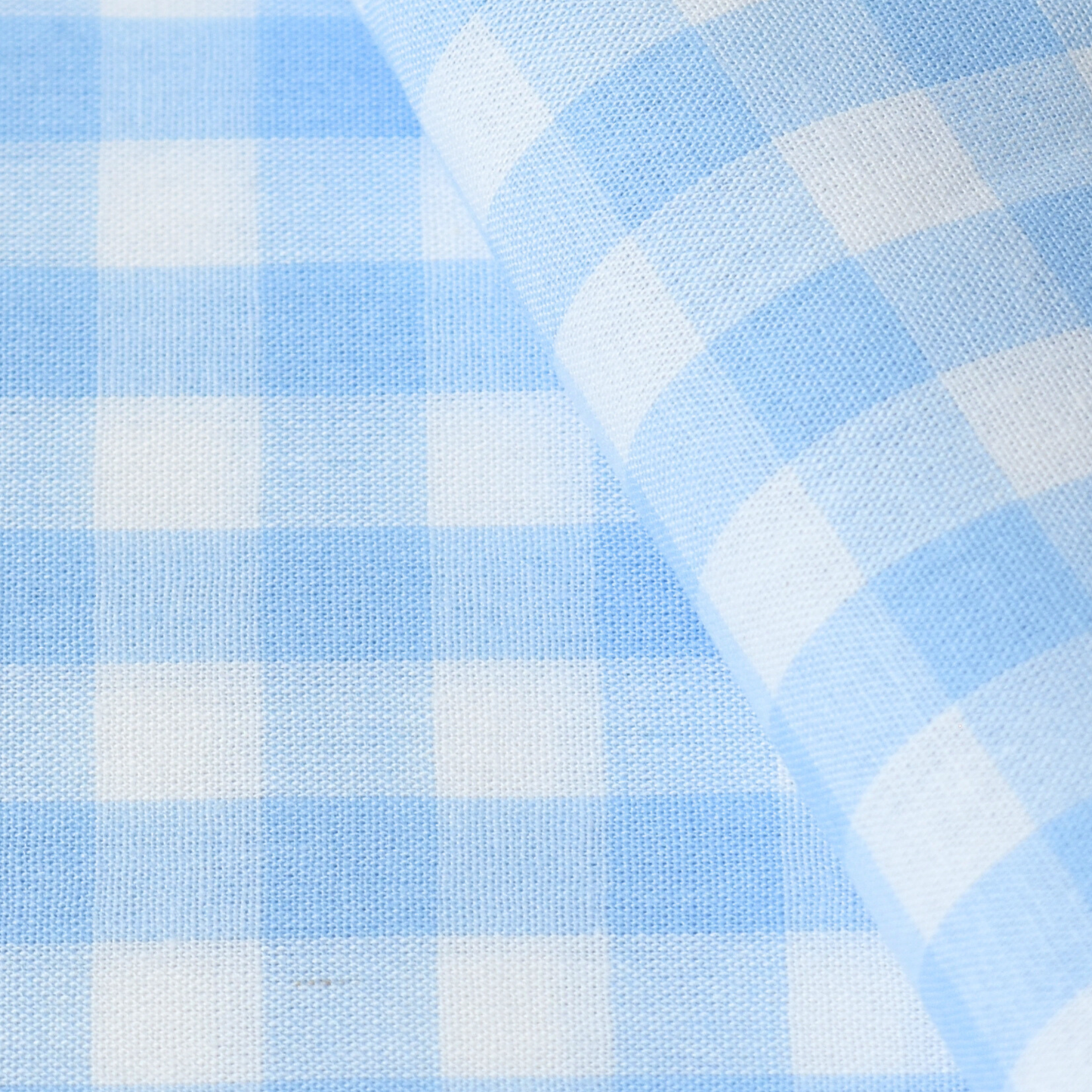 Baby Blue Gingham Check 100% Cotton Poplin Fabric – 110gsm