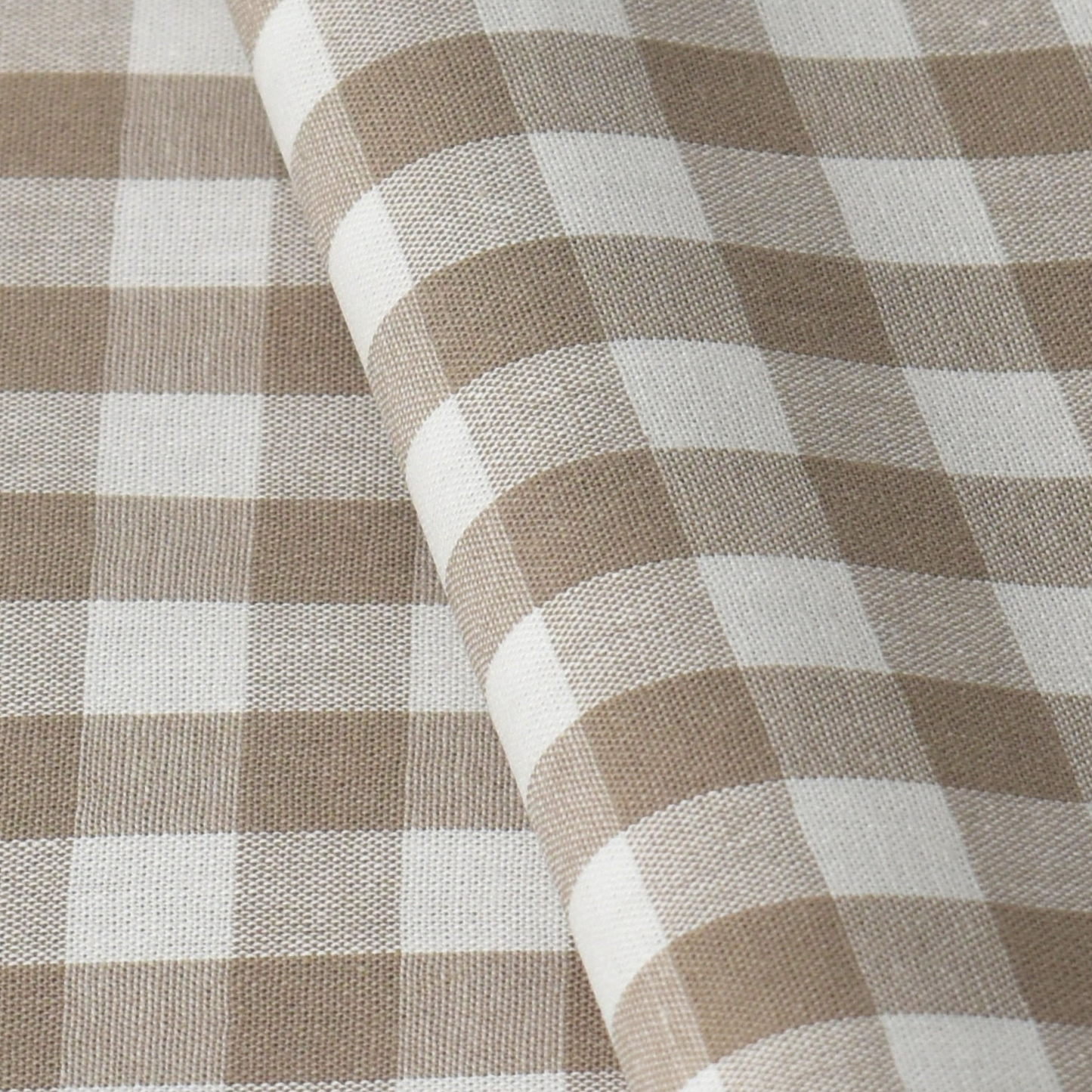 Sand Beige Gingham Check 100% Cotton Poplin Fabric – 110gsm